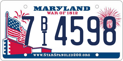 MD license plate 7BI4598