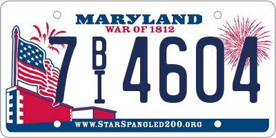 MD license plate 7BI4604