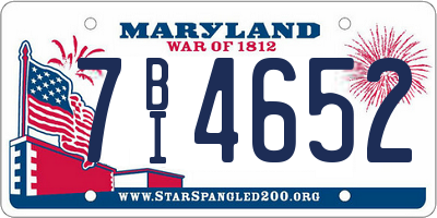 MD license plate 7BI4652