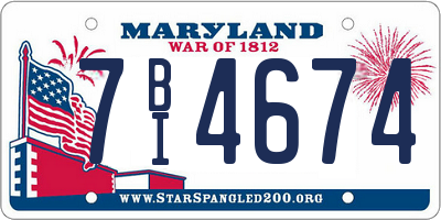 MD license plate 7BI4674