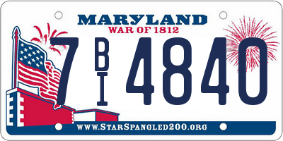MD license plate 7BI4840