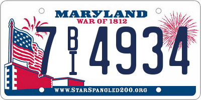 MD license plate 7BI4934