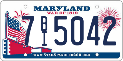 MD license plate 7BI5042