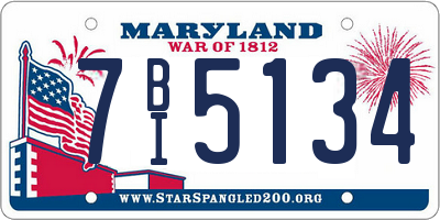 MD license plate 7BI5134