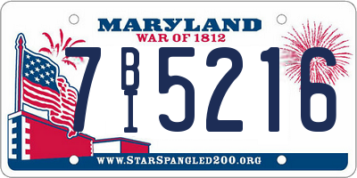 MD license plate 7BI5216