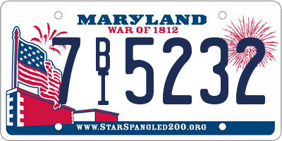MD license plate 7BI5232