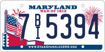 MD license plate 7BI5394