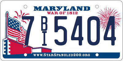 MD license plate 7BI5404