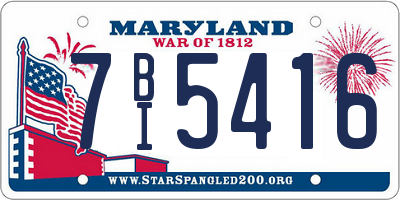 MD license plate 7BI5416