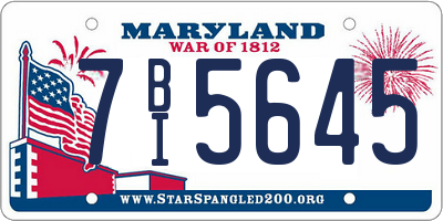 MD license plate 7BI5645