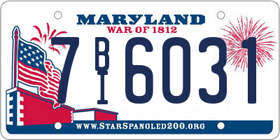 MD license plate 7BI6031