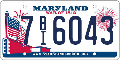 MD license plate 7BI6043
