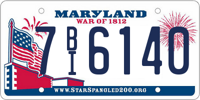 MD license plate 7BI6140