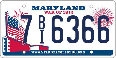 MD license plate 7BI6366