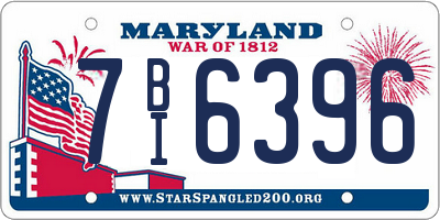 MD license plate 7BI6396