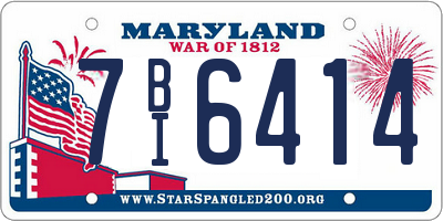 MD license plate 7BI6414