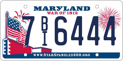 MD license plate 7BI6444