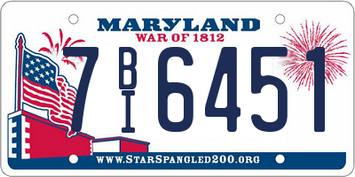 MD license plate 7BI6451