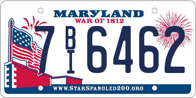 MD license plate 7BI6462