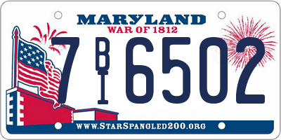 MD license plate 7BI6502