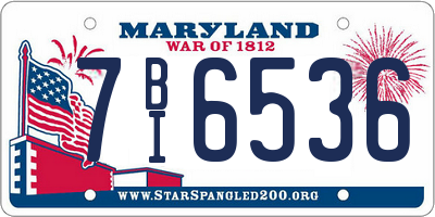 MD license plate 7BI6536