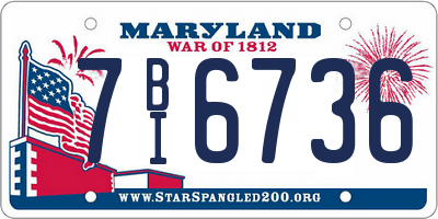 MD license plate 7BI6736