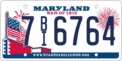 MD license plate 7BI6764