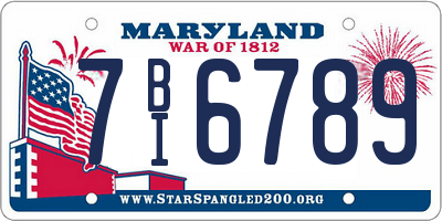 MD license plate 7BI6789