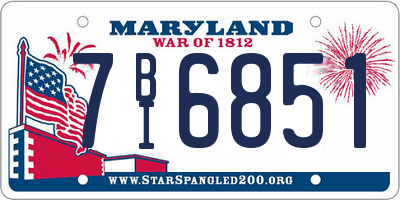 MD license plate 7BI6851