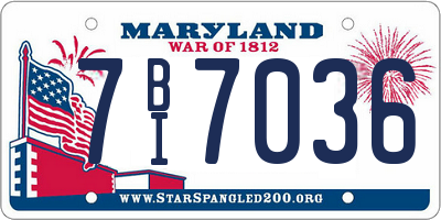MD license plate 7BI7036