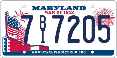 MD license plate 7BI7205