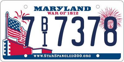 MD license plate 7BI7378