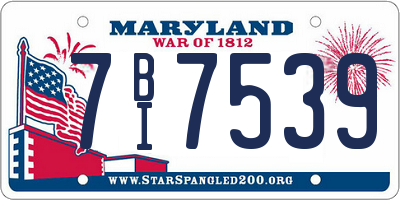 MD license plate 7BI7539