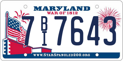 MD license plate 7BI7643