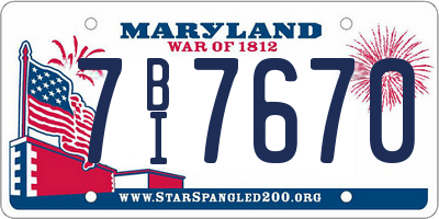 MD license plate 7BI7670
