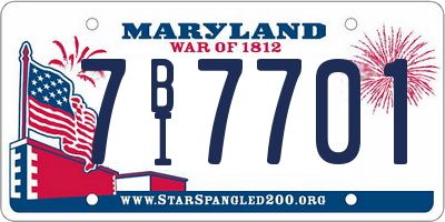MD license plate 7BI7701