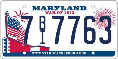 MD license plate 7BI7763