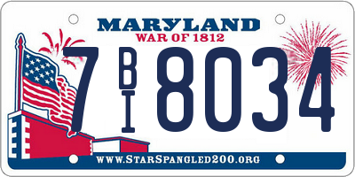MD license plate 7BI8034