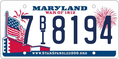 MD license plate 7BI8194