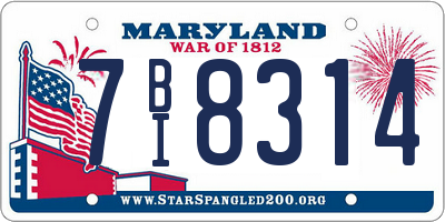 MD license plate 7BI8314