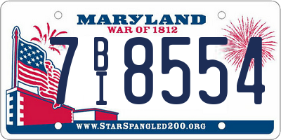MD license plate 7BI8554