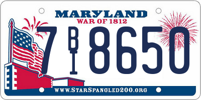 MD license plate 7BI8650