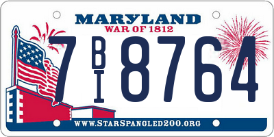 MD license plate 7BI8764