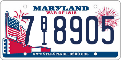 MD license plate 7BI8905