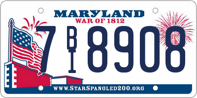 MD license plate 7BI8908