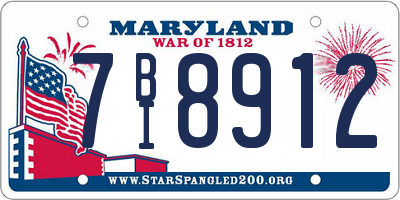 MD license plate 7BI8912