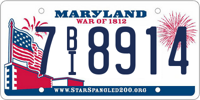 MD license plate 7BI8914