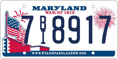 MD license plate 7BI8917