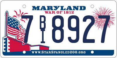 MD license plate 7BI8927