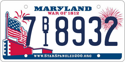 MD license plate 7BI8932